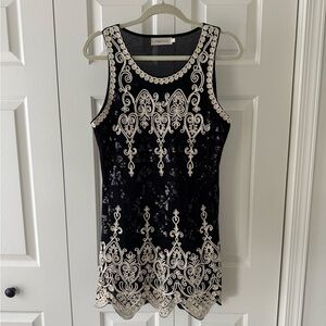 Elegant Black and White Embroidered Dress